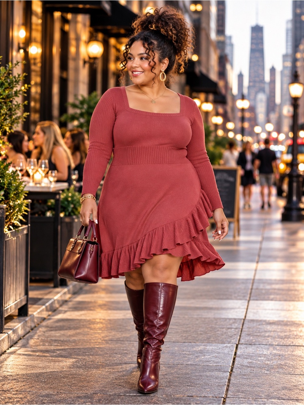 NWT LC Lauren Conrad Ruffle Hem Sweater Dress Size 4X